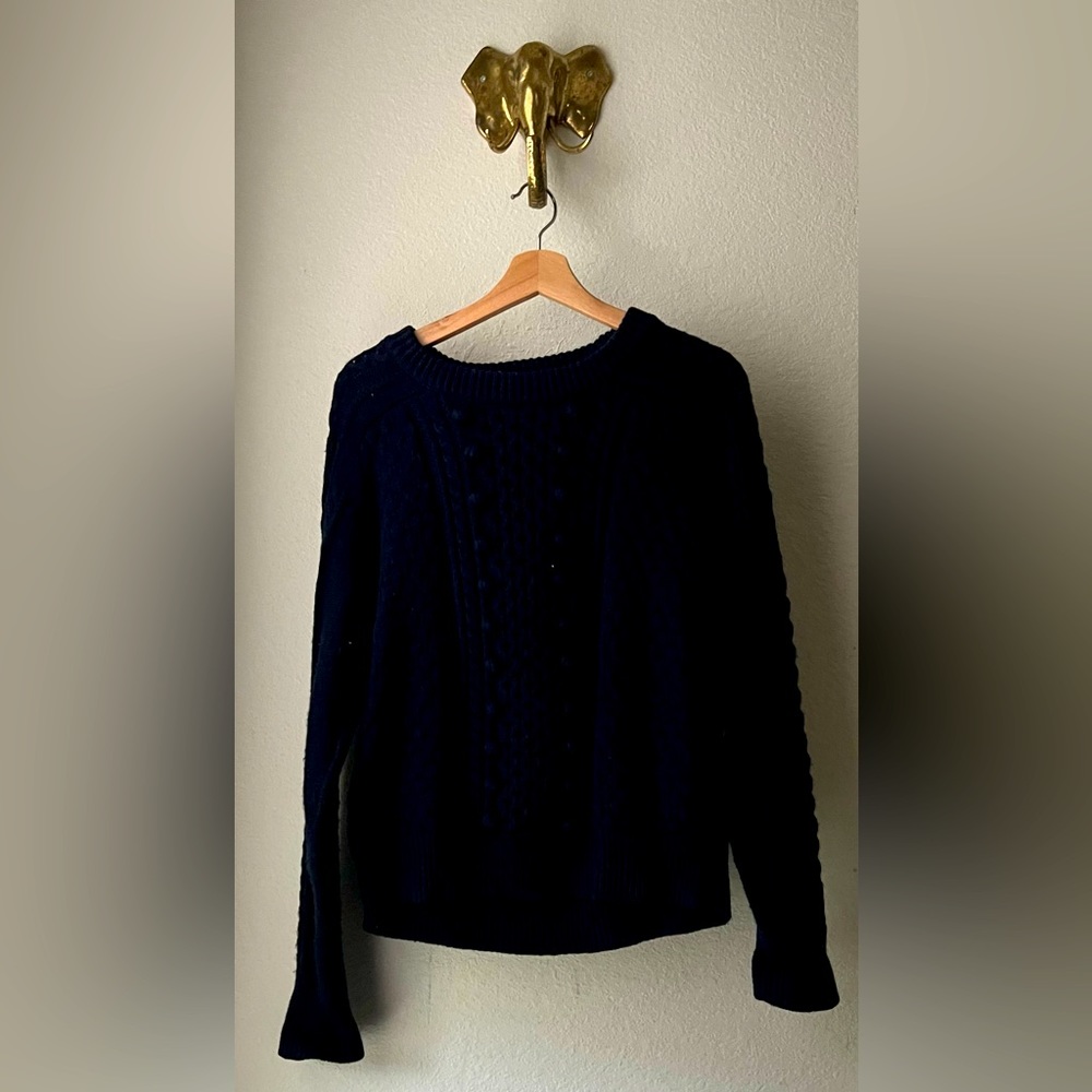 J.Crew Cable-knit Crewneck Sweater | Color: Preppy Navy | Size L
